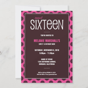 Sweet Sixteen Chocolade & Roze   Uitnodigingen van