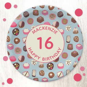 Sweet Sixteen Chocolade Snoep Birthday Papieren Bordje