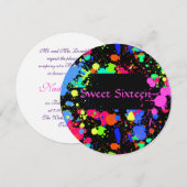 Sweet sixteen, Coloré, Peinture néon, Invitation (Devant / Derrière)