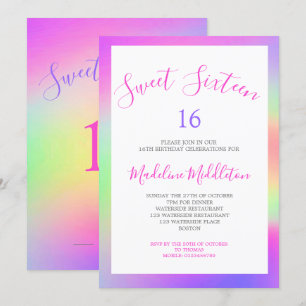 Sweet Sixteen Colorful Modern Chic Birthday Kaart