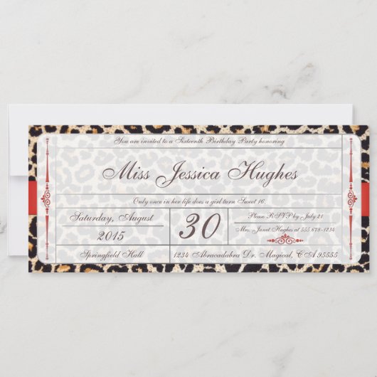 Sweet sixteen Damask Ticket Invitation (Devant)