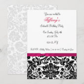 sweet sixteen damassé rose Invitation (Devant / Derrière)