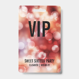 Sweet sixteen de badge d'accès VIP personnalisé