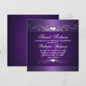 Sweet sixteen de coeur pourpre Invitation d'annive (Devant / Derrière)