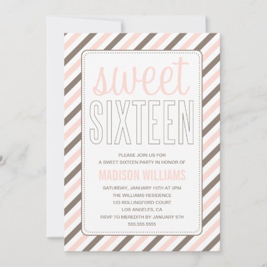 Sweet sixteen DE FLIRTY STRIPES | INVITATION D'ANN (Devant)