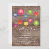 Sweet sixteen de lanterne papier Invitation d'anni (Devant)