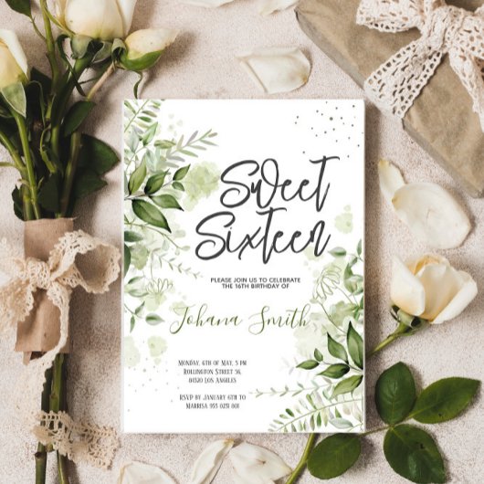 Sweet sixteen de verdure fleurie Invitation d'anni