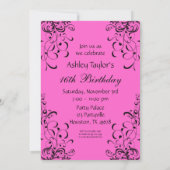 Sweet sixteen des tourbillons roses Invitations d' (Dos)