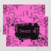 Sweet sixteen des tourbillons roses Invitations d' (Devant / Derrière)
