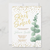 Sweet sixteen d'or Eucalyptus Invitation d'anniver (Devant)