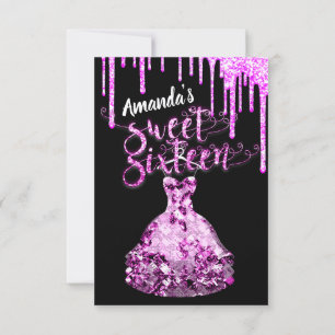Sweet Sixteen Dress Glitter Drip Pink Drivers zwar Kaart