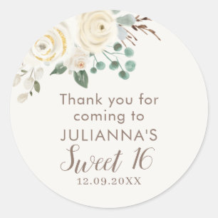 Sweet Sixteen Droy White Floral Stickers