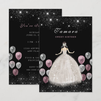 Sweet Sixteen Elegant Birthday Invitation Kaart