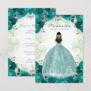 Sweet sixteen Elégant Green Invitation d'anniversa