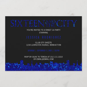 Sweet Sixteen en The City Sweet 16 Birthday BLUE Kaart