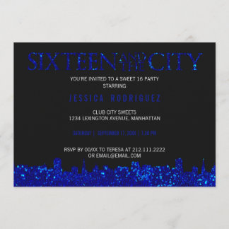 Sweet Sixteen en The City Sweet 16 Birthday BLUE Kaart