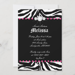 Sweet Sixteen Feest Uitnodiging Zebra Roze Sierade