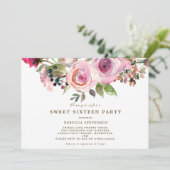sweet sixteen fleuri violet invitation (Debout devant)