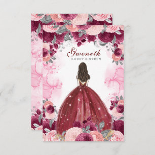 Sweet sixteen Fleurs rouges Invitation d'anniversa
