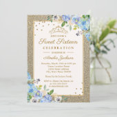 Sweet sixteen floral bleu or  Invitation (Debout devant)