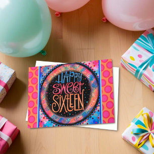 Sweet Sixteen Fun Modern Girly Verjaardag Kaart