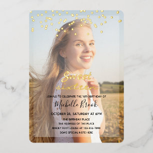 Sweet Sixteen Girl Two Photos Folie Uitnodiging