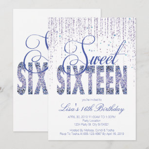 Sweet Sixteen, Glam Glitter Invitter Kaart