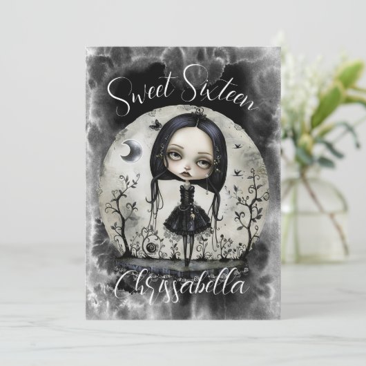 Sweet sixteen gothique Invitation de fête d'annive (Debout devant)