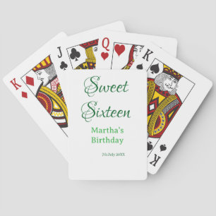 Sweet Sixteen groene naam datum kalligrafie boho r Pokerkaarten