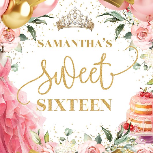 Sweet Sixteen Guest Book Blush roze ballonnen Gastenboek