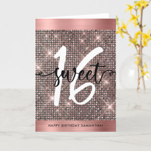 Sweet Sixteen Happy Birthday Trendy Chic Card Kaart