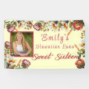 Sweet Sixteen Hawaiian Luau Tropical Flowers Spandoek