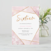 Sweet sixteen Invitation Anniversaire rose et or (Debout devant)