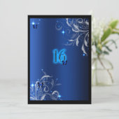 Sweet sixteen Invitation Bleu Papillon (Debout devant)