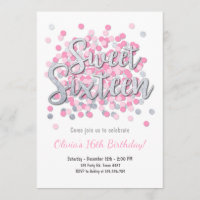 Sweet sixteen invitation d'anniversaire Girl Pink 