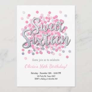 Sweet sixteen invitation d'anniversaire Girl Pink 