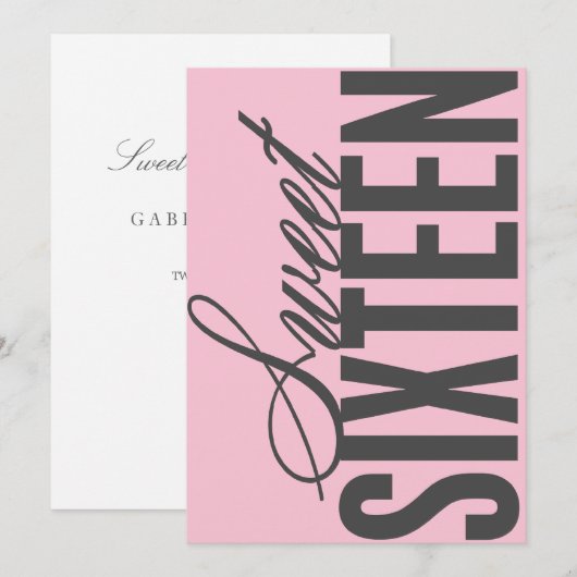 Sweet sixteen| Invitation de fête d'anniversaire r (Devant / Derrière)