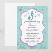 Sweet sixteen Invitation Sirène Purple Turquoise (Devant / Derrière)