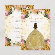 Sweet sixteen Jaune Carte Invitation Anniversaire