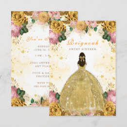 Sweet sixteen Jaune Carte Invitation Anniversaire