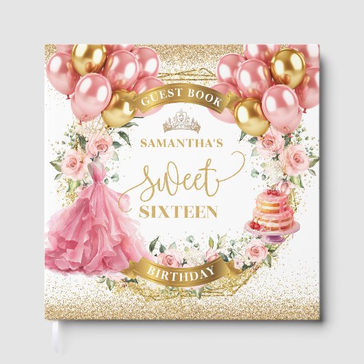 Sweet sixteen Livre d'invité Fleurs Roses Bleues (Recto)