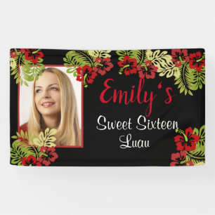 Sweet Sixteen Luau, Red Hibiscus, Foto Spandoek