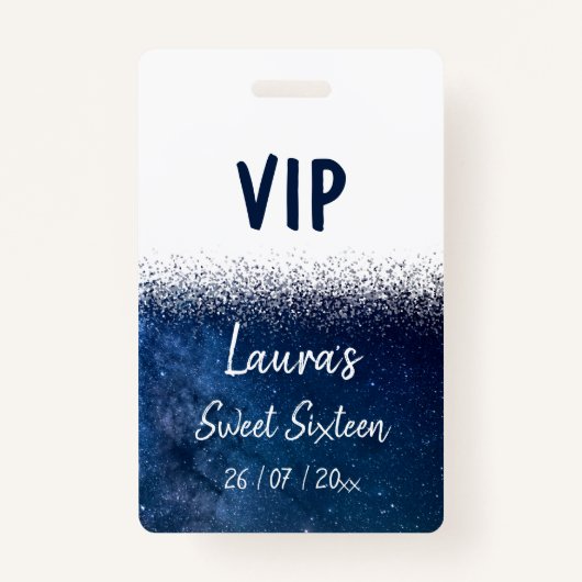 Sweet sixteen Marine Bleu Blanc badge VIP (Devant)