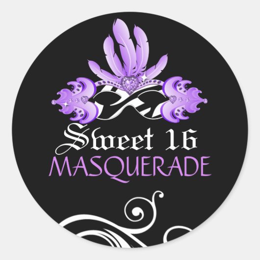 Sweet Sixteen Masquerade Sticker (Voorkant)