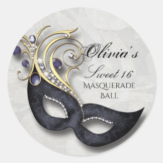 Sweet Sixteen Masquerade Sticker Zwart Masker