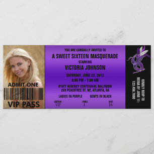 Sweet Sixteen Masquerade VIP Admission Ticket Kaart