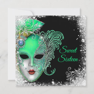 Sweet Sixteen, Masqueradebal, Glitter Uitnodiging