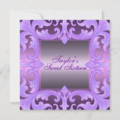Sweet sixteen mauve Damask Design Invitation d'ann (Devant)