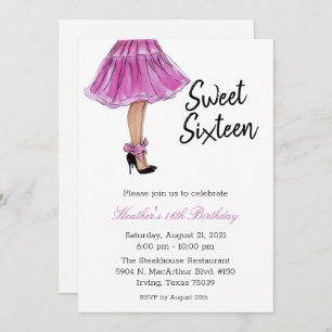 Sweet sixteen Mode Anniversaire Invitation