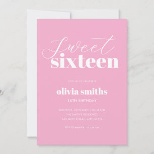 Sweet Sixteen Modern Pink 16e verjaardag Kaart